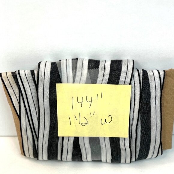 Black & White Striped Fabric Ribbon Roll 12 Ft Long 1.5 Inches Wide - Picture 3 of 5